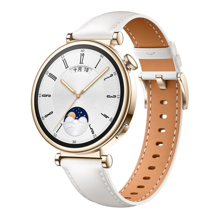 For Huawei Watch  GT 4 18mm Genuine Leather Watch Band(White) - Watch Bands by PMC TechLife | Online Shopping South Africa | PMC TechLife | Buy Now Pay Later Mobicred