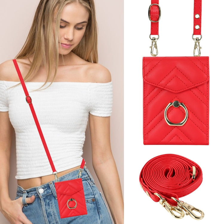 For Motorola Razr 40 Ultra / Razr 2023 V-shaped RFID Card Slot Phone Case with Ring Holder(Red) - Motorola Cases by PMC TechLife | Online Shopping South Africa | PMC TechLife | Buy Now Pay Later Mobicred