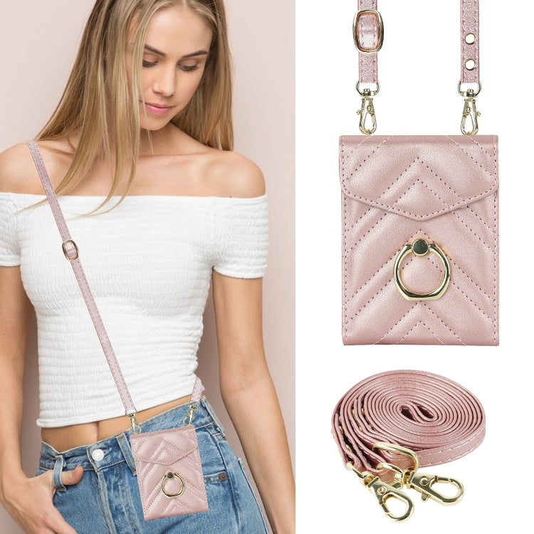 For Motorola Razr 40 Ultra / Razr 2023 V-shaped RFID Card Slot Phone Case with Ring Holder(Rose Gold) - Motorola Cases by PMC TechLife | Online Shopping South Africa | PMC TechLife | Buy Now Pay Later Mobicred