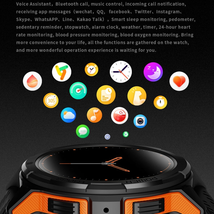LEMFO C25 1.43 inch HD Round Screen Outdoor Smart Watch Supports Blood Oxygen Detection/Sedentary Reminder(Black Orange) - free shipping - PMC TechLife - Order now!