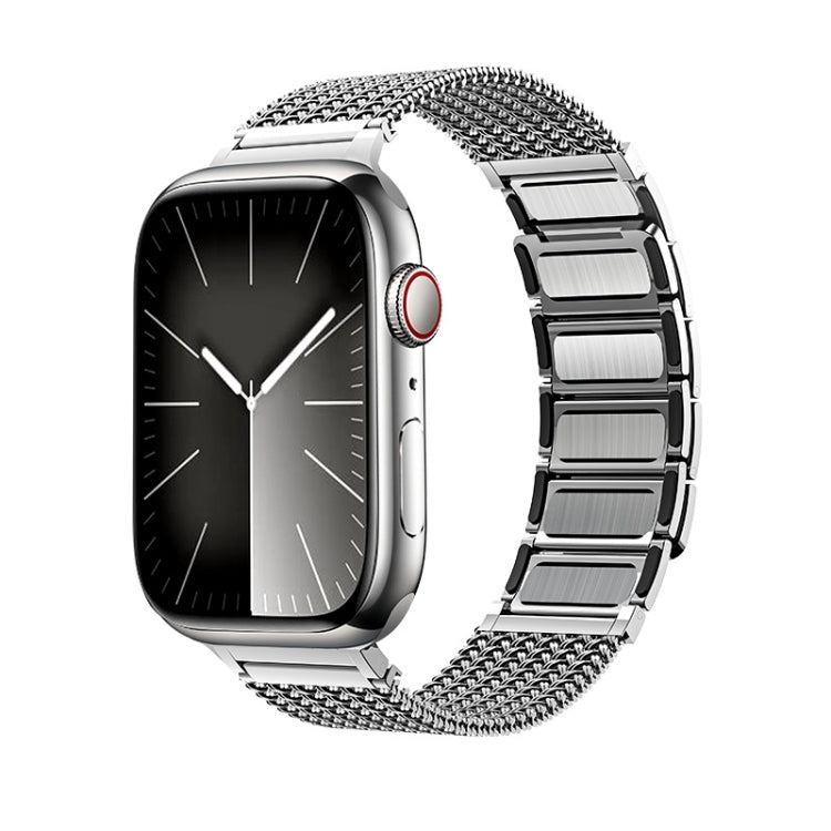 For Apple Watch Series 2 38mm Magnetic Clasp Braided Chain Stainless Steel Watch Band(Silver) - Watch Bands by PMC TechLife | Online Shopping South Africa | PMC TechLife