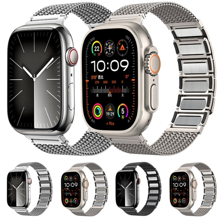 For Apple Watch Series 3 42mm Magnetic Clasp Braided Chain Stainless Steel Watch Band(Black) - Watch Bands by PMC TechLife | Online Shopping South Africa | PMC TechLife