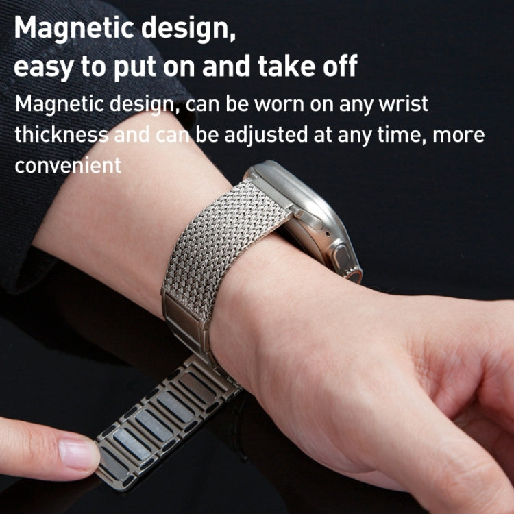 For Apple Watch Series 6 40mm Magnetic Clasp Braided Chain Stainless Steel Watch Band(Black) - Watch Bands by PMC TechLife | Online Shopping South Africa | PMC TechLife