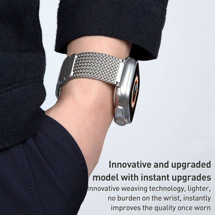 For Apple Watch Series 5 44mm Magnetic Clasp Braided Chain Stainless Steel Watch Band(Gold) - Watch Bands by PMC TechLife | Online Shopping South Africa | PMC TechLife