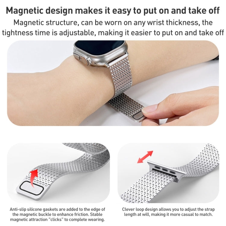 For Apple Watch Series 7 45mm Milanese Loop Magnetic Clasp Stainless Steel Watch Band(Black) - Watch Bands by PMC TechLife | Online Shopping South Africa | PMC TechLife | Buy Now Pay Later Mobicred