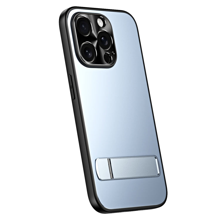 For iPhone 14 Pro R-JUST RJ-61 Electroplating Frosted TPU + PC Phone Case with Holder(Blue) - iPhone 14 Pro Cases by R-JUST | Online Shopping South Africa | PMC TechLife | Buy Now Pay Later Mobicred