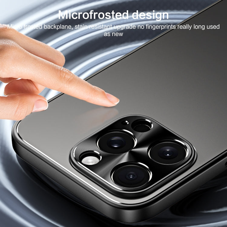 For iPhone 14 Pro R-JUST RJ-61 Electroplating Frosted TPU + PC Phone Case with Holder(Blue) - iPhone 14 Pro Cases by R-JUST | Online Shopping South Africa | PMC TechLife | Buy Now Pay Later Mobicred