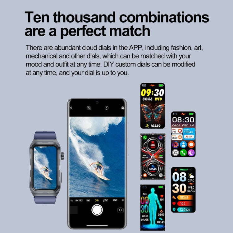 TK79 1.47 inch IP68 Waterproof Smart Watch, Support ECG / Blood Glucose / Blood Oxygen Monitoring / Uric Acid(Blue) - Smart Wristbands by PMC TechLife | Online Shopping South Africa | PMC TechLife | Buy Now Pay Later Mobicred