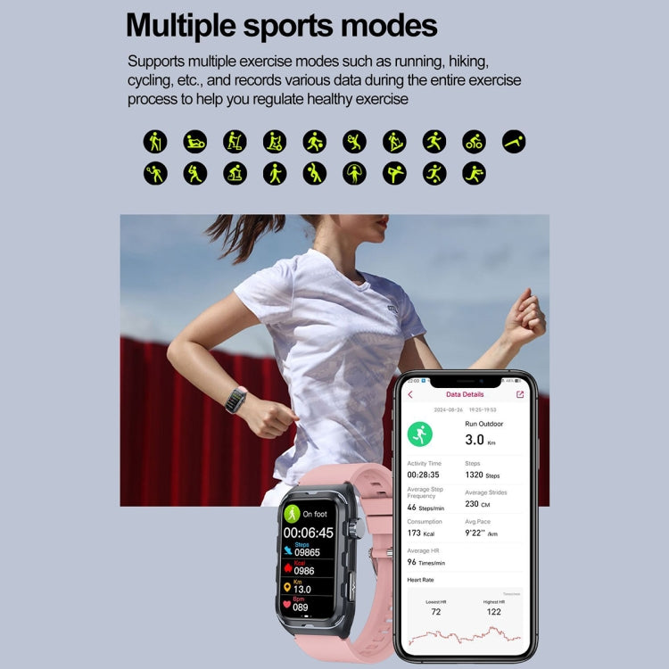 TK79 1.47 inch IP68 Waterproof Smart Watch, Support ECG / Blood Glucose / Blood Oxygen Monitoring / Uric Acid(Black) - Smart Wristbands by PMC TechLife | Online Shopping South Africa | PMC TechLife | Buy Now Pay Later Mobicred