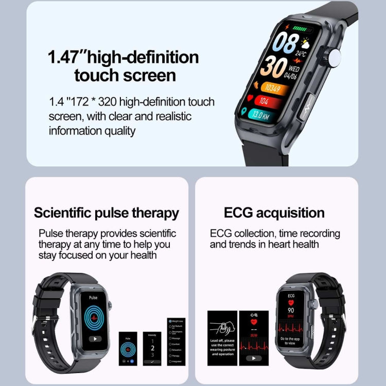 TK79 1.47 inch IP68 Waterproof Smart Watch, Support ECG / Blood Glucose / Blood Oxygen Monitoring / Uric Acid(Pink) - free shipping - PMC TechLife - Order now!