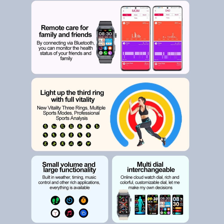 TK79 1.47 inch IP68 Waterproof Smart Watch, Support ECG / Blood Glucose / Blood Oxygen Monitoring / Uric Acid(Pink) - free shipping - PMC TechLife - Order now!