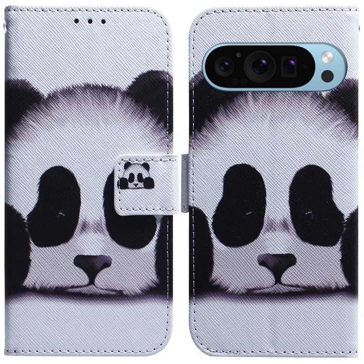 For Google Pixel 9 Pro Coloured Drawing Flip Leather Phone Case(Panda) - Google Cases by PMC TechLife | Online Shopping South Africa | PMC TechLife | Buy Now Pay Later Mobicred