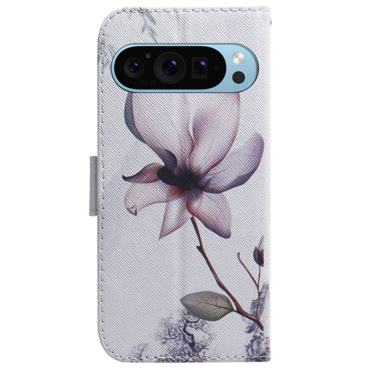 For Google Pixel 9 Pro Coloured Drawing Flip Leather Phone Case(Magnolia) - Google Cases by PMC TechLife | Online Shopping South Africa | PMC TechLife | Buy Now Pay Later Mobicred