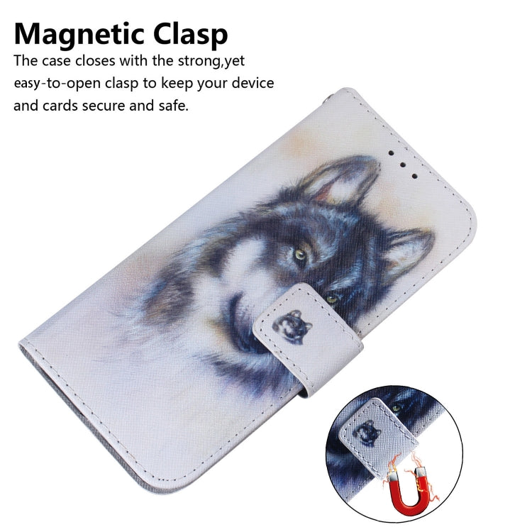 For Google Pixel 9 Coloured Drawing Flip Leather Phone Case(White Wolf) - Google Cases by PMC TechLife | Online Shopping South Africa | PMC TechLife | Buy Now Pay Later Mobicred