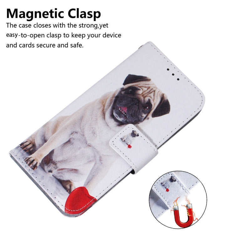 For Google Pixel 9 Coloured Drawing Flip Leather Phone Case(Pug) - Google Cases by PMC TechLife | Online Shopping South Africa | PMC TechLife | Buy Now Pay Later Mobicred