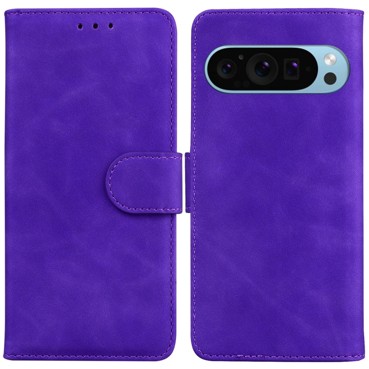 For Google Pixel 9 Pro Skin Feel Pure Color Flip Leather Phone Case(Purple) - Google Cases by PMC TechLife | Online Shopping South Africa | PMC TechLife | Buy Now Pay Later Mobicred