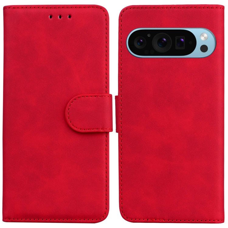For Google Pixel 9 Pro Skin Feel Pure Color Flip Leather Phone Case(Red) - Google Cases by PMC TechLife | Online Shopping South Africa | PMC TechLife | Buy Now Pay Later Mobicred