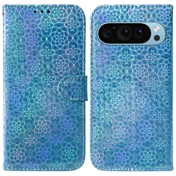 For Google Pixel 9 Pro Colorful Magnetic Buckle Leather Phone Case(Blue) - Google Cases by PMC TechLife | Online Shopping South Africa | PMC TechLife | Buy Now Pay Later Mobicred