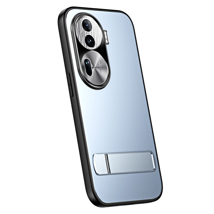 For OPPO Reno11 Global R-JUST RJ-61 Electroplating Frosted TPU + PC Phone Case with Holder(Blue) - OPPO Cases by R-JUST | Online Shopping South Africa | PMC TechLife | Buy Now Pay Later Mobicred