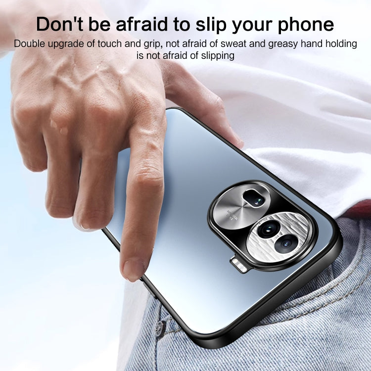 For OPPO Reno11 Pro Global R-JUST RJ-61 Electroplating Frosted TPU + PC Phone Case with Holder(Silver) - OPPO Cases by R-JUST | Online Shopping South Africa | PMC TechLife | Buy Now Pay Later Mobicred