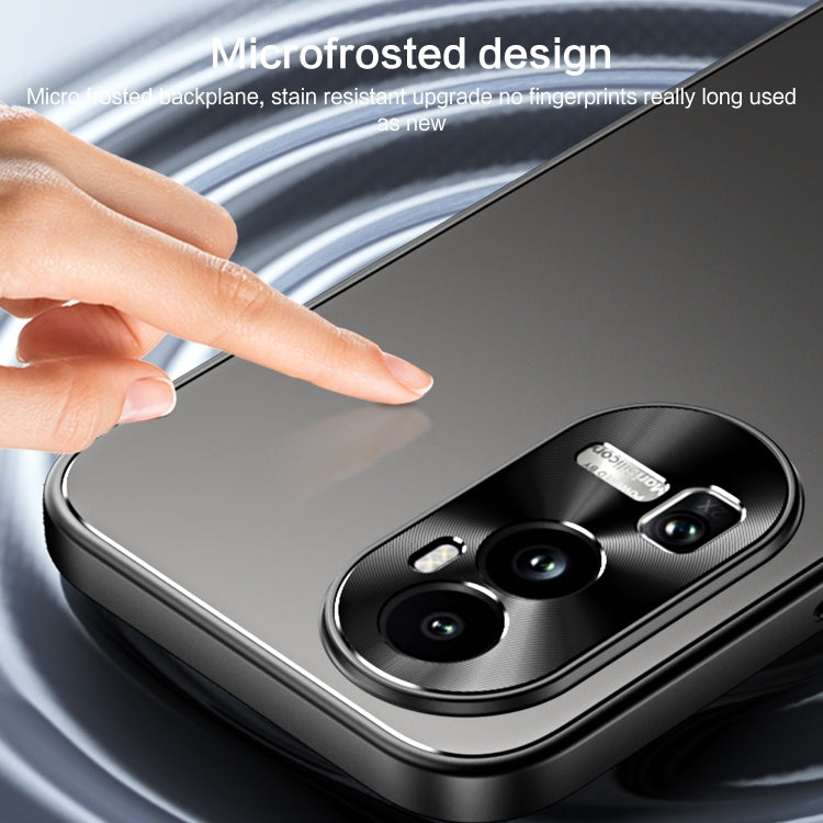 For OPPO Reno10 / Reno10 Pro Global R-JUST RJ-61 Electroplating Frosted TPU + PC Phone Case with Holder(Grey) - OPPO Cases by R-JUST | Online Shopping South Africa | PMC TechLife | Buy Now Pay Later Mobicred