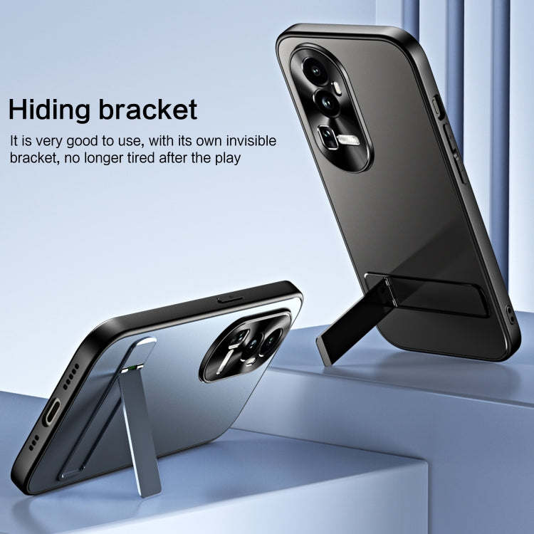 For OPPO Reno10 / Reno10 Pro Global R-JUST RJ-61 Electroplating Frosted TPU + PC Phone Case with Holder(Grey) - OPPO Cases by R-JUST | Online Shopping South Africa | PMC TechLife | Buy Now Pay Later Mobicred