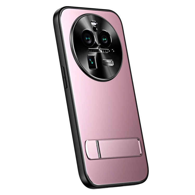 For OPPO Find X6 R-JUST RJ-61 Electroplating Frosted TPU + PC Phone Case with Holder(Pink) - OPPO Cases by R-JUST | Online Shopping South Africa | PMC TechLife