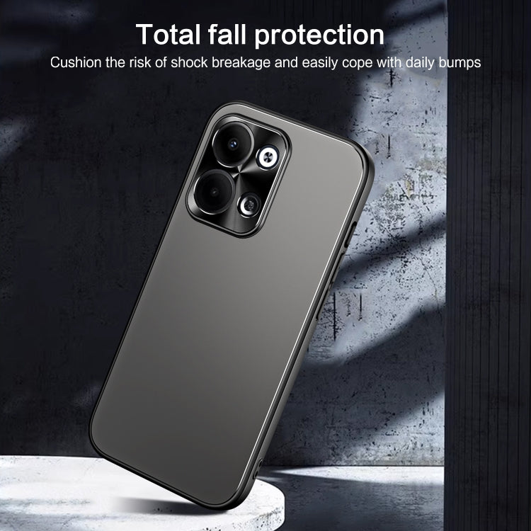For OPPO Reno9 / Reno9 Pro R-JUST RJ-61 Electroplating Frosted TPU + PC Phone Case with Holder(Silver) - OPPO Cases by R-JUST | Online Shopping South Africa | PMC TechLife | Buy Now Pay Later Mobicred