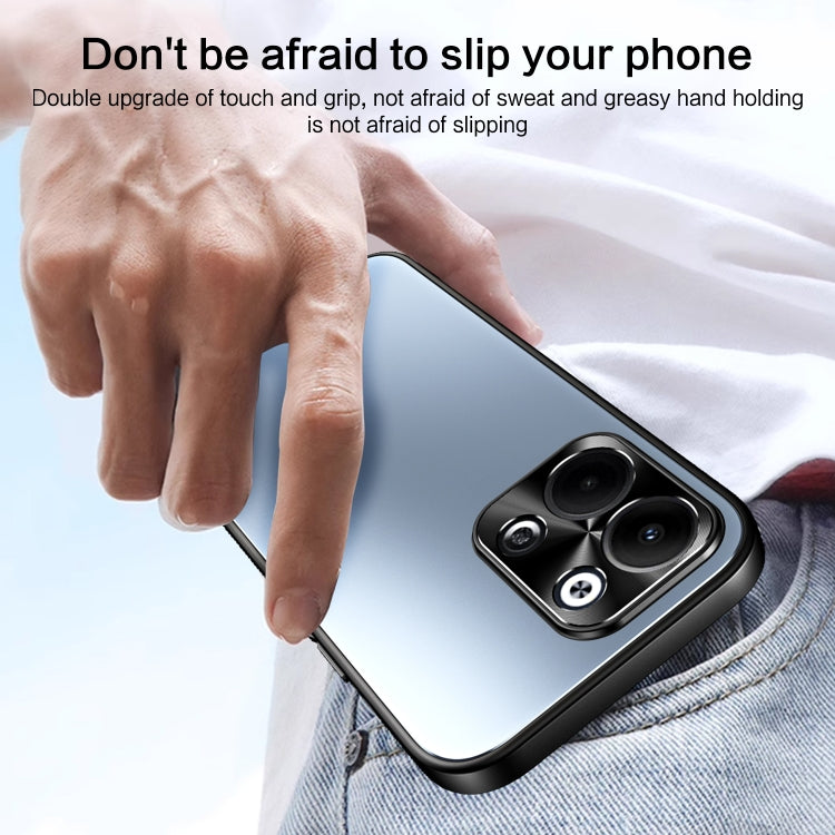 For OPPO Reno9 / Reno9 Pro R-JUST RJ-61 Electroplating Frosted TPU + PC Phone Case with Holder(Blue) - OPPO Cases by R-JUST | Online Shopping South Africa | PMC TechLife | Buy Now Pay Later Mobicred