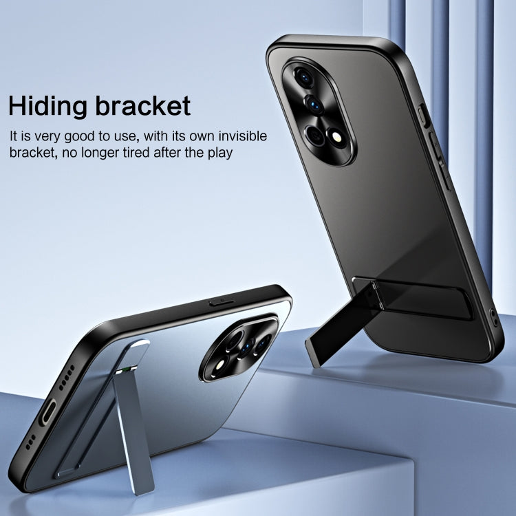 For Huawei nova 12 R-JUST RJ-61 Electroplating Frosted TPU + PC Phone Case with Holder(Blue) - Huawei Cases by R-JUST | Online Shopping South Africa | PMC TechLife