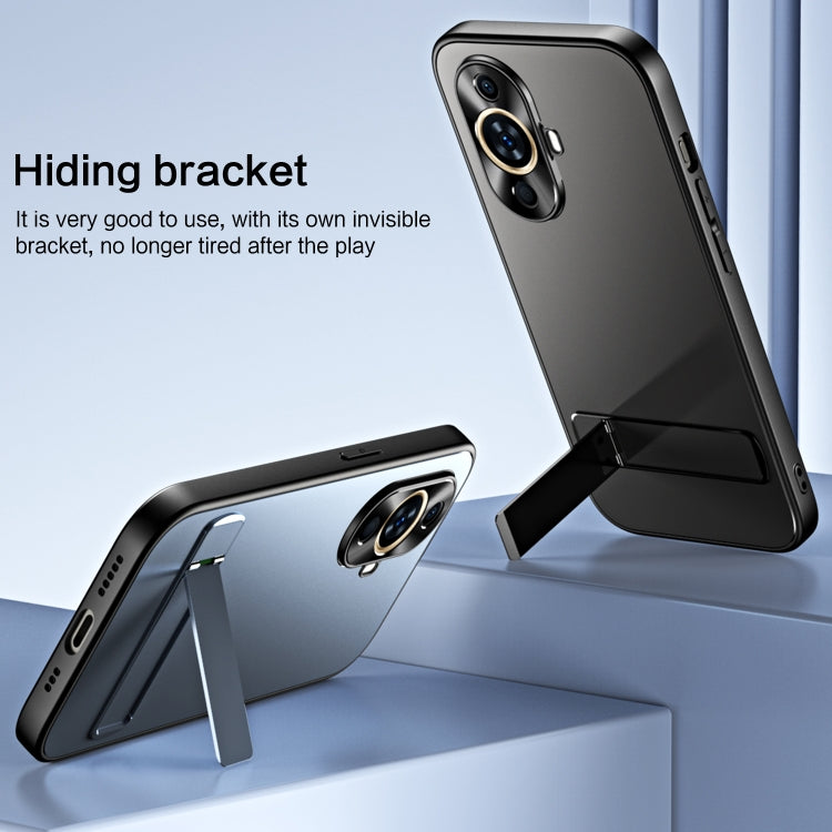 For Huawei nova 11 R-JUST RJ-61 Electroplating Frosted TPU + PC Phone Case with Holder(Blue) - Huawei Cases by R-JUST | Online Shopping South Africa | PMC TechLife | Buy Now Pay Later Mobicred