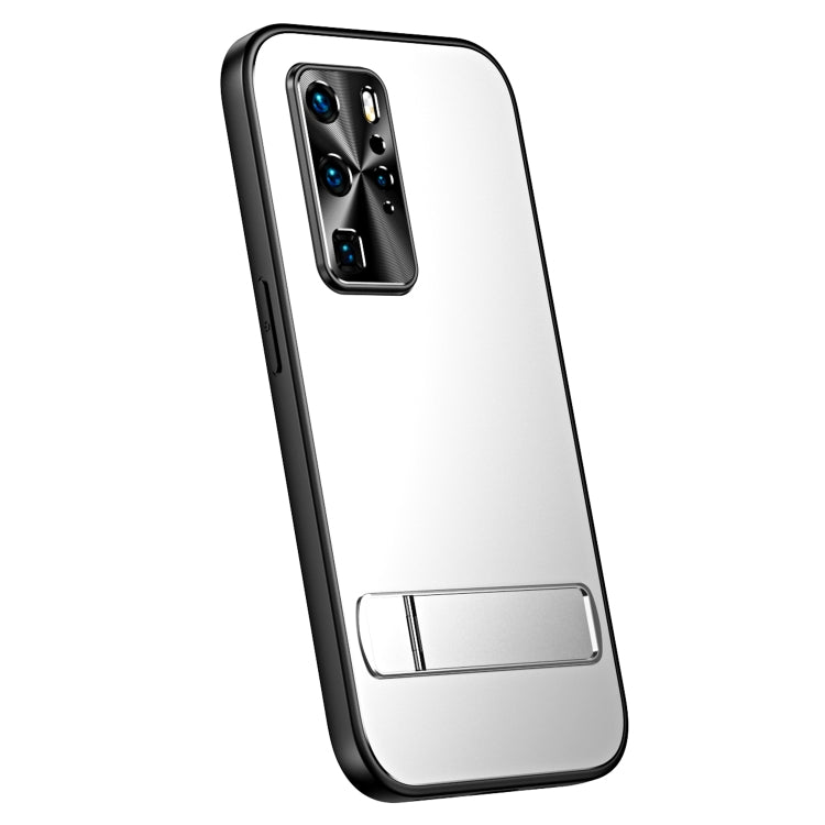 For Huawei P40 Pro R-JUST RJ-61 Electroplating Frosted TPU + PC Phone Case with Holder(Silver) - Huawei Cases by R-JUST | Online Shopping South Africa | PMC TechLife | Buy Now Pay Later Mobicred