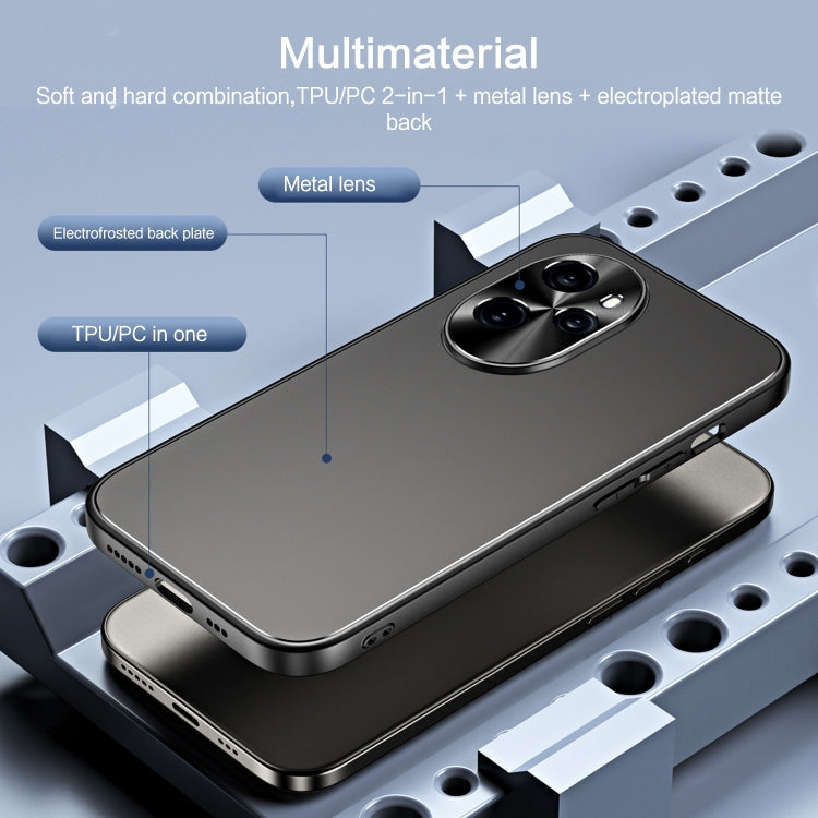 For Honor 100 Pro R-JUST RJ-61 Electroplating Frosted TPU + PC Phone Case with Holder(Blue) - Honor Cases by R-JUST | Online Shopping South Africa | PMC TechLife | Buy Now Pay Later Mobicred