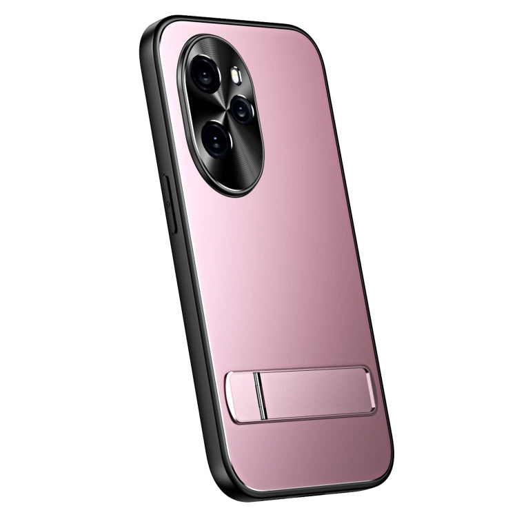 For Honor 100 R-JUST RJ-61 Electroplating Frosted TPU + PC Phone Case with Holder(Pink) - Honor Cases by R-JUST | Online Shopping South Africa | PMC TechLife | Buy Now Pay Later Mobicred