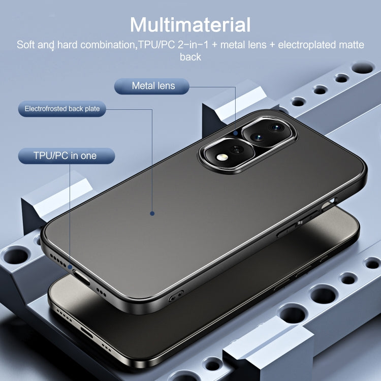 For Honor 80 R-JUST RJ-61 Electroplating Frosted TPU + PC Phone Case with Holder(Blue) - Honor Cases by R-JUST | Online Shopping South Africa | PMC TechLife | Buy Now Pay Later Mobicred