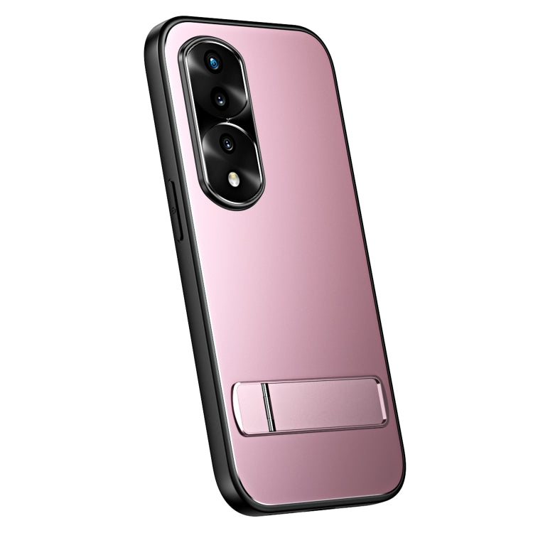 For Honor 70 R-JUST RJ-61 Electroplating Frosted TPU + PC Phone Case with Holder(Pink) - Honor Cases by R-JUST | Online Shopping South Africa | PMC TechLife | Buy Now Pay Later Mobicred