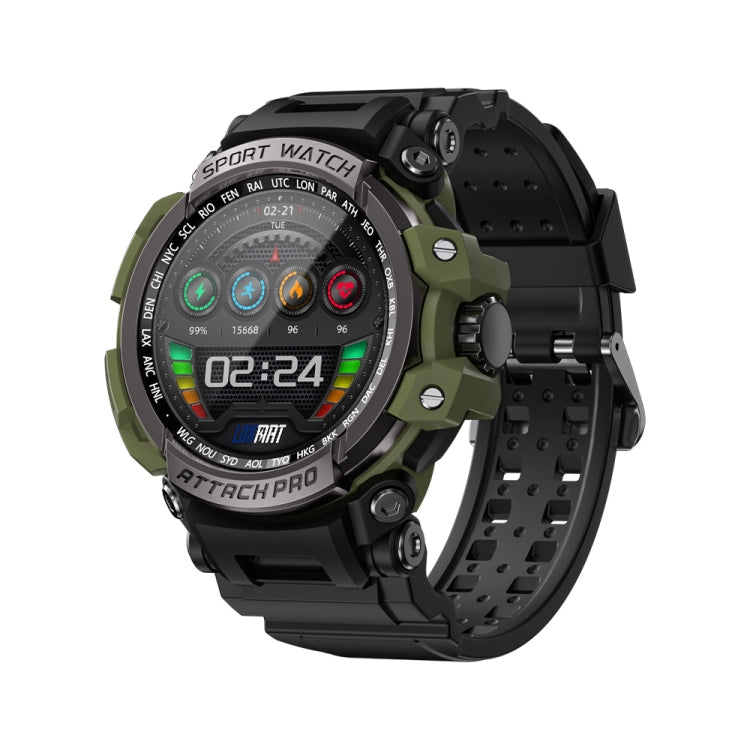 LOKMAT ATTACK 2 Pro 1.39 inch BT5.1 Smart Sport Watch, Support Bluetooth Call / Sleep / Heart Rate / Blood Pressure Health Monitor(Black Green) - Smart Watches by Lokmat | Online Shopping South Africa | PMC TechLife