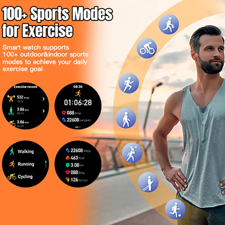 LEMFO LF35 1.43 inch AMOLED Round Screen Silicone Strap Smart Watch Supports Blood Oxygen Detection(Black) - free shipping - PMC TechLife - Order now!