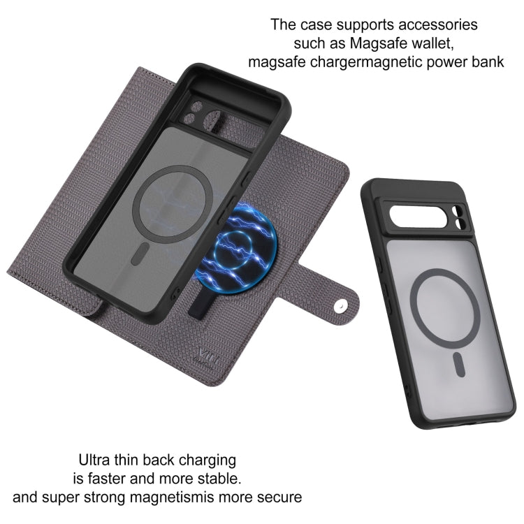 For Google Pixel 8 Pro ViLi GHA Series Shockproof MagSafe RFID Leather Attraction Horizontal Flip Phone Case(Grey) - Google Cases by ViLi | Online Shopping South Africa | PMC TechLife | Buy Now Pay Later Mobicred