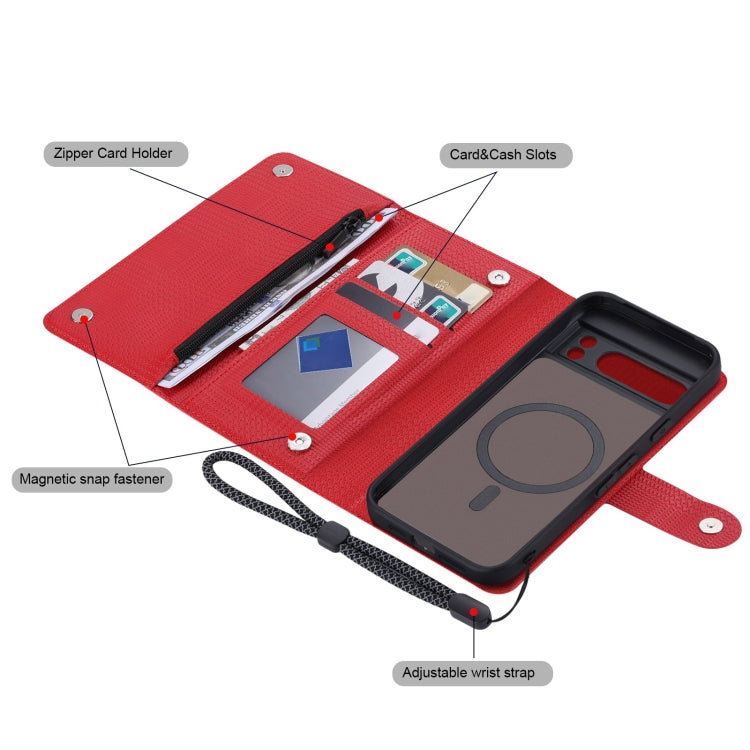 For Google Pixel 8 Pro ViLi GHB Series MagSafe Magnetic Zipper Leather Phone Case(Red) - free shipping - PMC Jewellery - Order now!