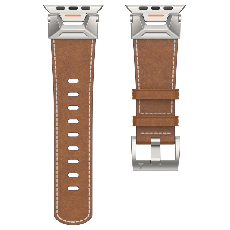 For Apple Watch SE 2022 44mm Mecha Style Leather Watch Band(Dark Brown) - Watch Bands by PMC TechLife | Online Shopping South Africa | PMC TechLife