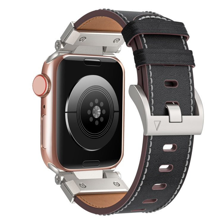 For Apple Watch Series 2 42mm Mecha Style Leather Watch Band(Black Napa) - Watch Bands by PMC TechLife | Online Shopping South Africa | PMC TechLife