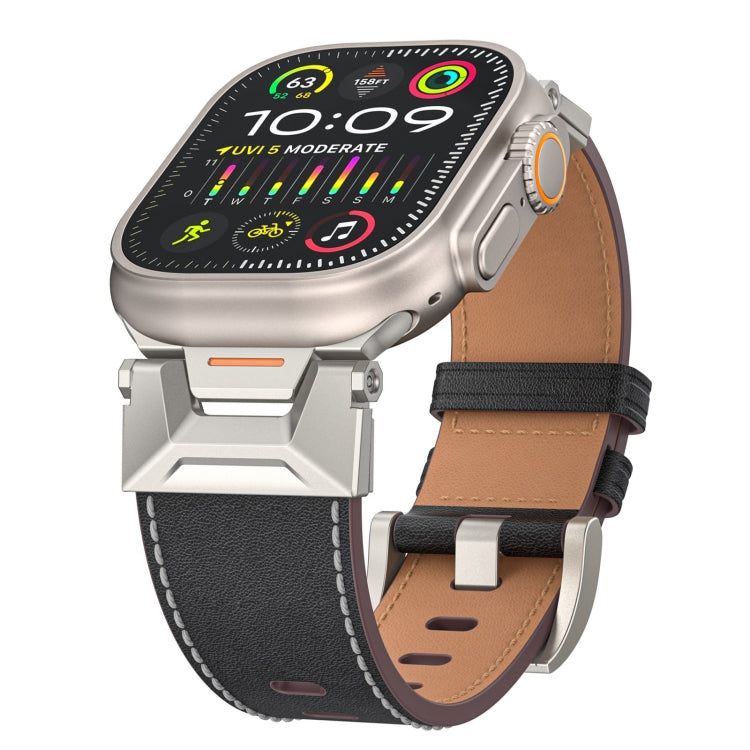 For Apple Watch Series 2 42mm Mecha Style Leather Watch Band(Black Napa) - Watch Bands by PMC TechLife | Online Shopping South Africa | PMC TechLife