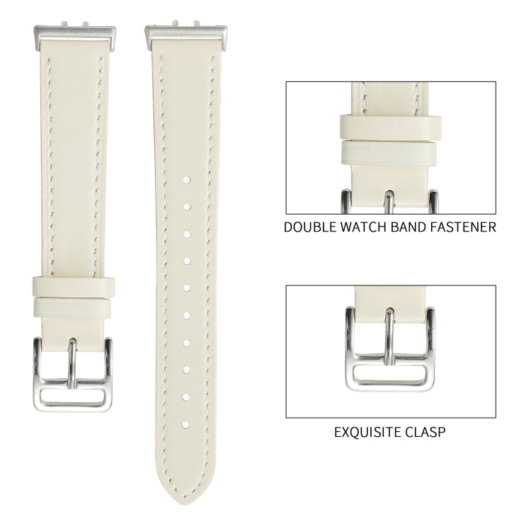 For Samsung Galaxy Fit 3 Sewing Thread Genuine Leather Watch Band(Brown) - Watch Bands by PMC TechLife | Online Shopping South Africa | PMC TechLife