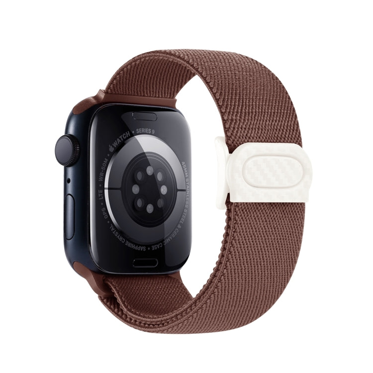 For Apple Watch SE 2023 40mm Carbon Fiber Texture Snap Buckle Nylon Watch Band(Smoke Purple) - free shipping - PMC TechLife - Order now!