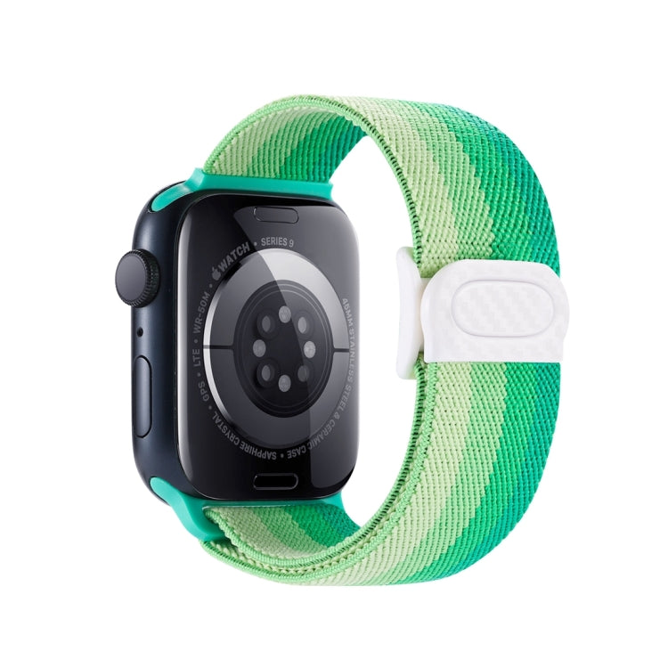 For Apple Watch Ultra 2 49mm Carbon Fiber Texture Snap Buckle Nylon Watch Band(Gradient Green) - free shipping - PMC Jewellery - Order now!