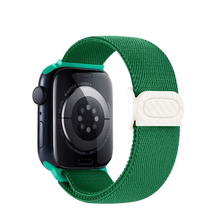 For Apple Watch SE 2022 40mm Carbon Fiber Texture Snap Buckle Nylon Watch Band(Green) - free shipping - PMC TechLife - Order now!