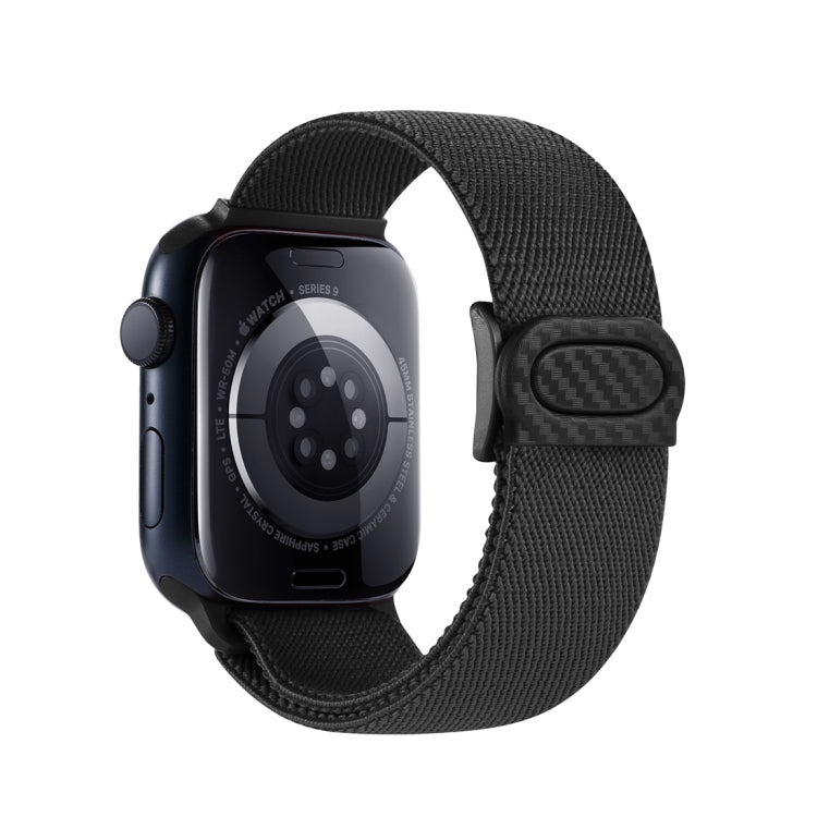 For Apple Watch Series 7 45mm Carbon Fiber Texture Snap Buckle Nylon Watch Band(Black) - Watch Bands by PMC TechLife | Online Shopping South Africa | PMC TechLife | Buy Now Pay Later Mobicred