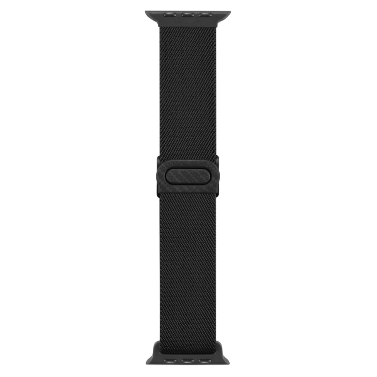 For Apple Watch Series 7 45mm Carbon Fiber Texture Snap Buckle Nylon Watch Band(Black) - Watch Bands by PMC TechLife | Online Shopping South Africa | PMC TechLife | Buy Now Pay Later Mobicred