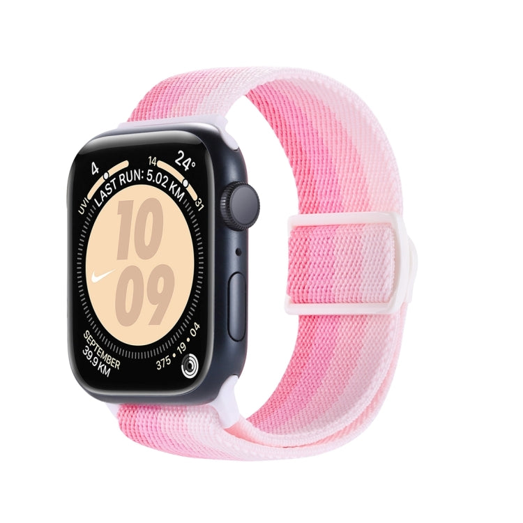 For Apple Watch Series 6 44mm Carbon Fiber Texture Snap Buckle Nylon Watch Band(Gradient Pink) - free shipping - PMC TechLife - Order now!
